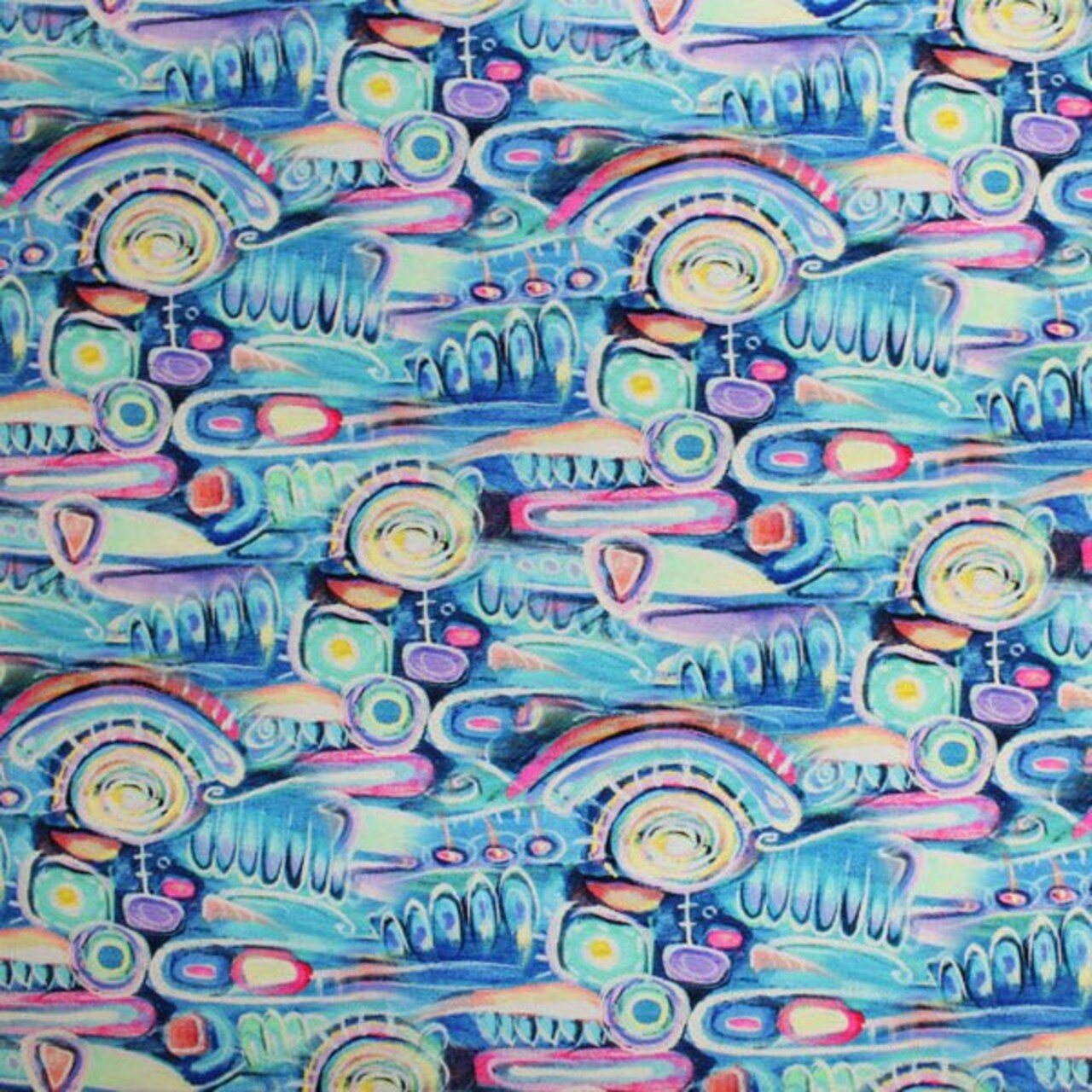1 Yard Pastel Finger Painting Printed Spandex Fabric 56 Width Swimwear, Activewear & Dancewear
